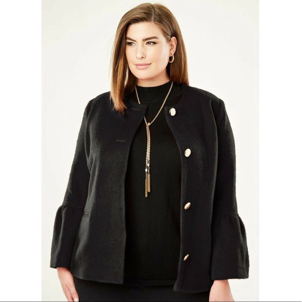 NWOT Jessica London Bell Sleeve Wool Jacket Size 14W
